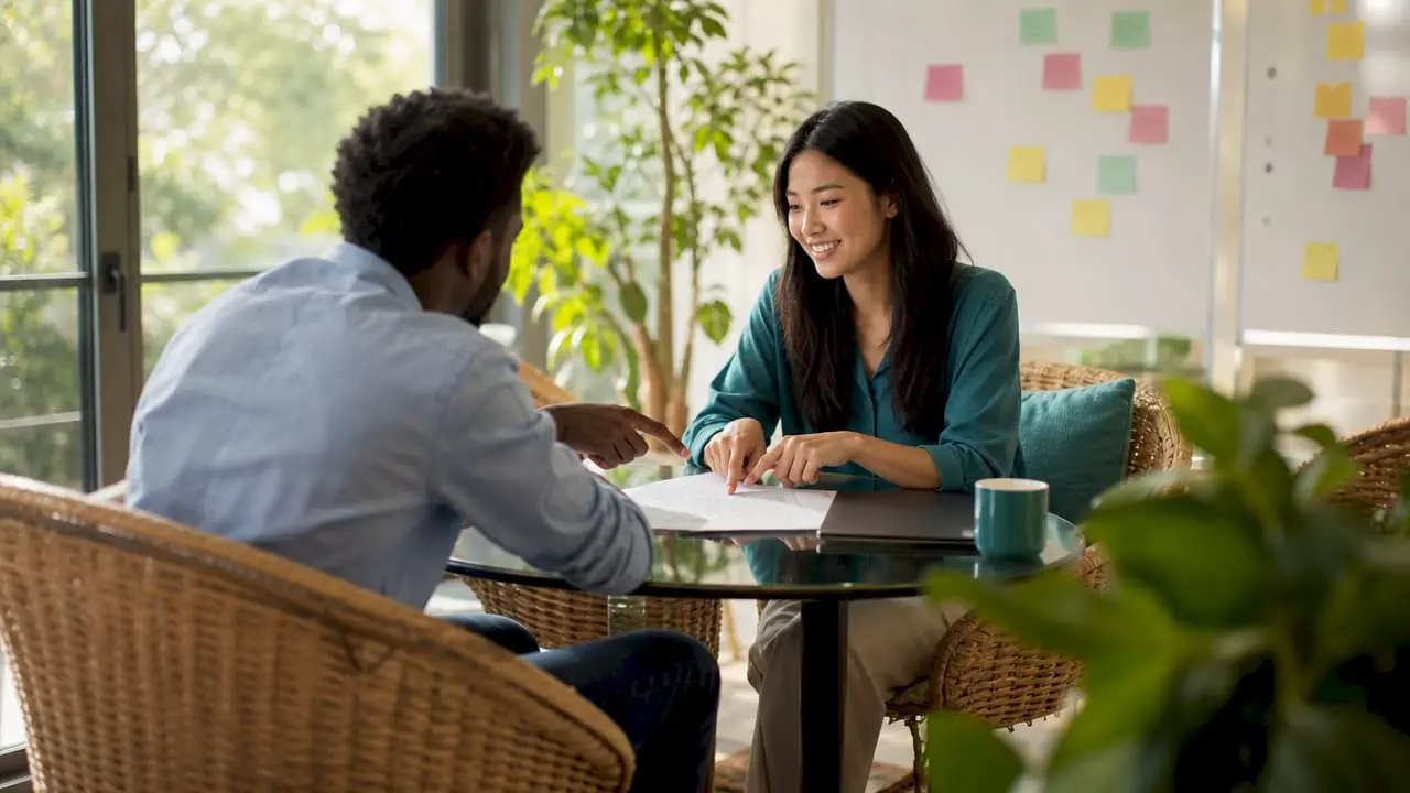 Colleagues who work together in harmony and interact in a spirit of collaboration in the office.