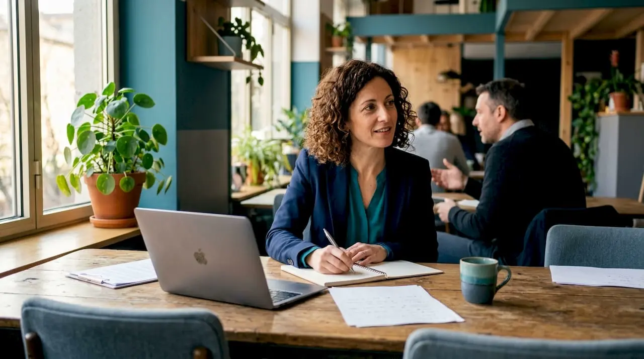 Female manager at work in a bright and welcoming meeting room