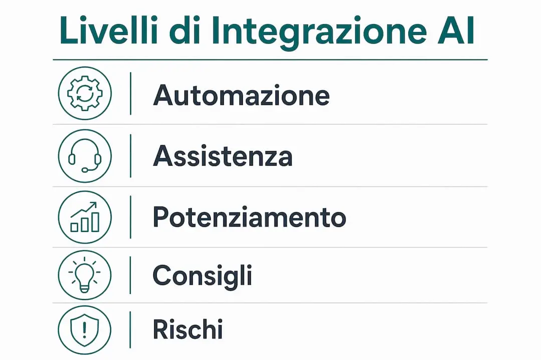 Infographic on the various levels of integration of artificial intelligence in project management